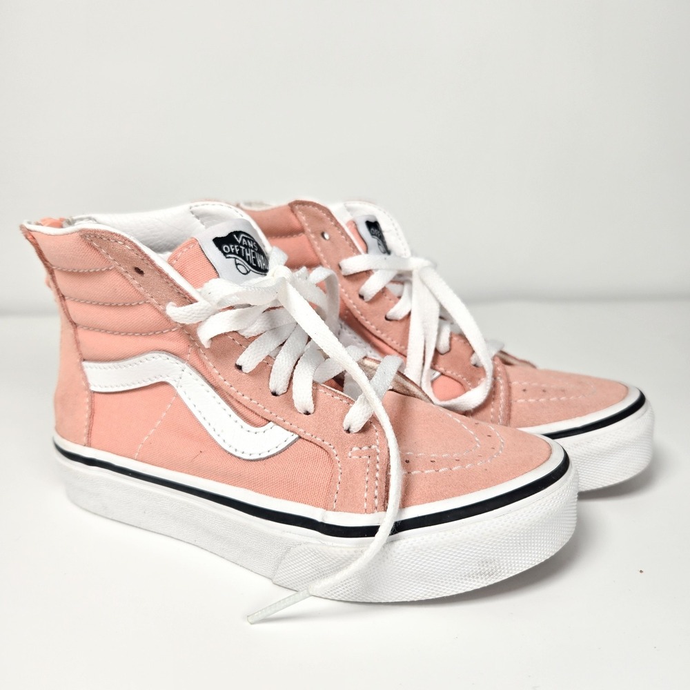 Vans Kids High-Top Sneakers in Blush Pink and White